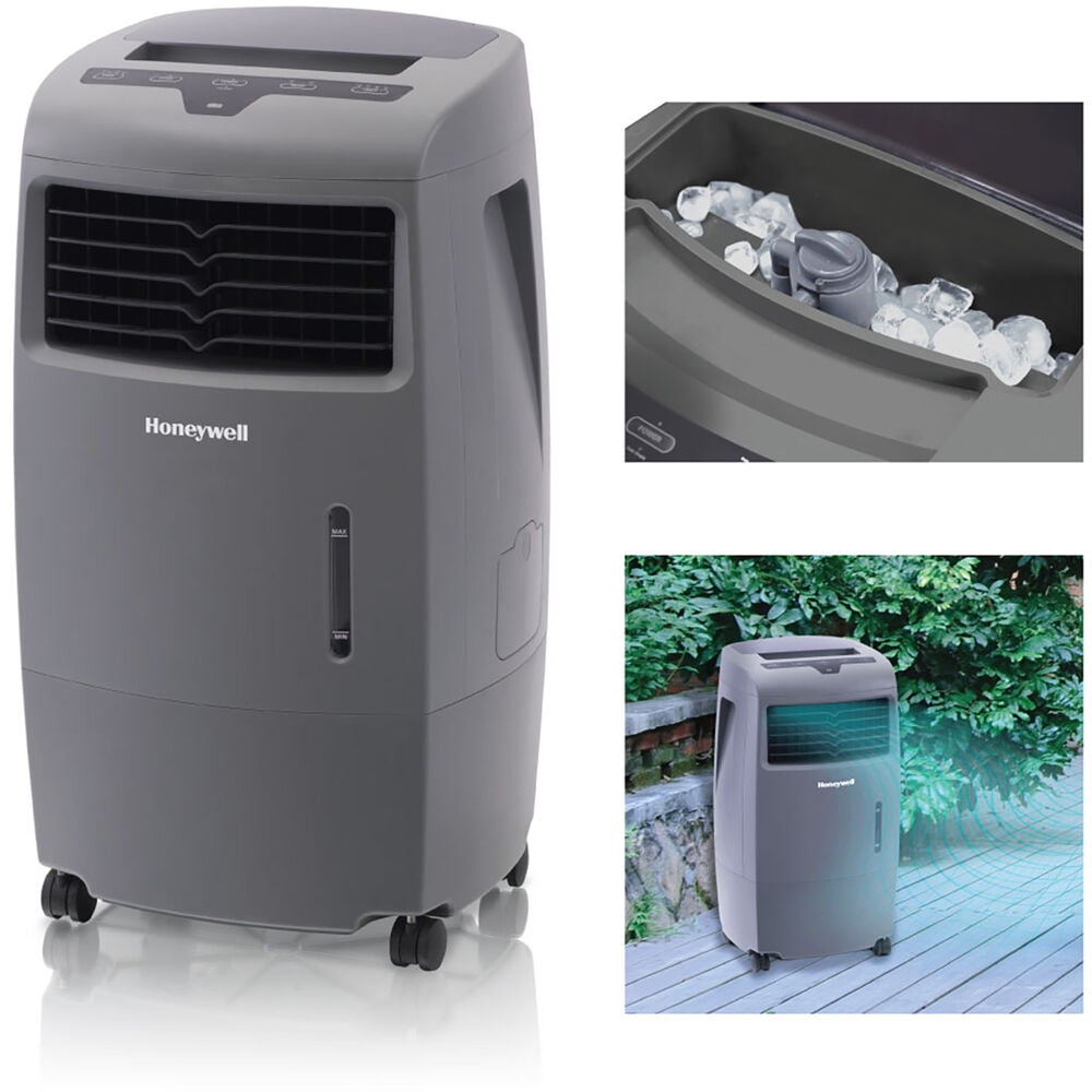 Honeywell 500-694CFM Indoor Outdoor Portable Evaporative Cooler with Fan & Humidifier, Ice 