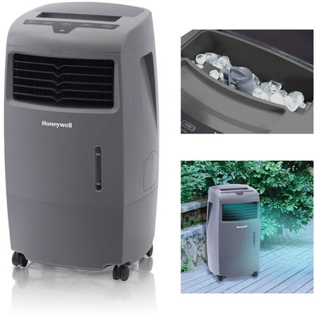 Honeywell 500-694CFM Indoor Outdoor Portable Evaporative Cooler with Fan & Humidifier, Ice Compartment & Remote Control, CO25AE,