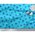 thumbnail image 2 of Soimoi Blue polyester Crepe Fabric Starfish Ocean Printed Craft Fabric by the Yard 42 Inch Wide, 2 of 3