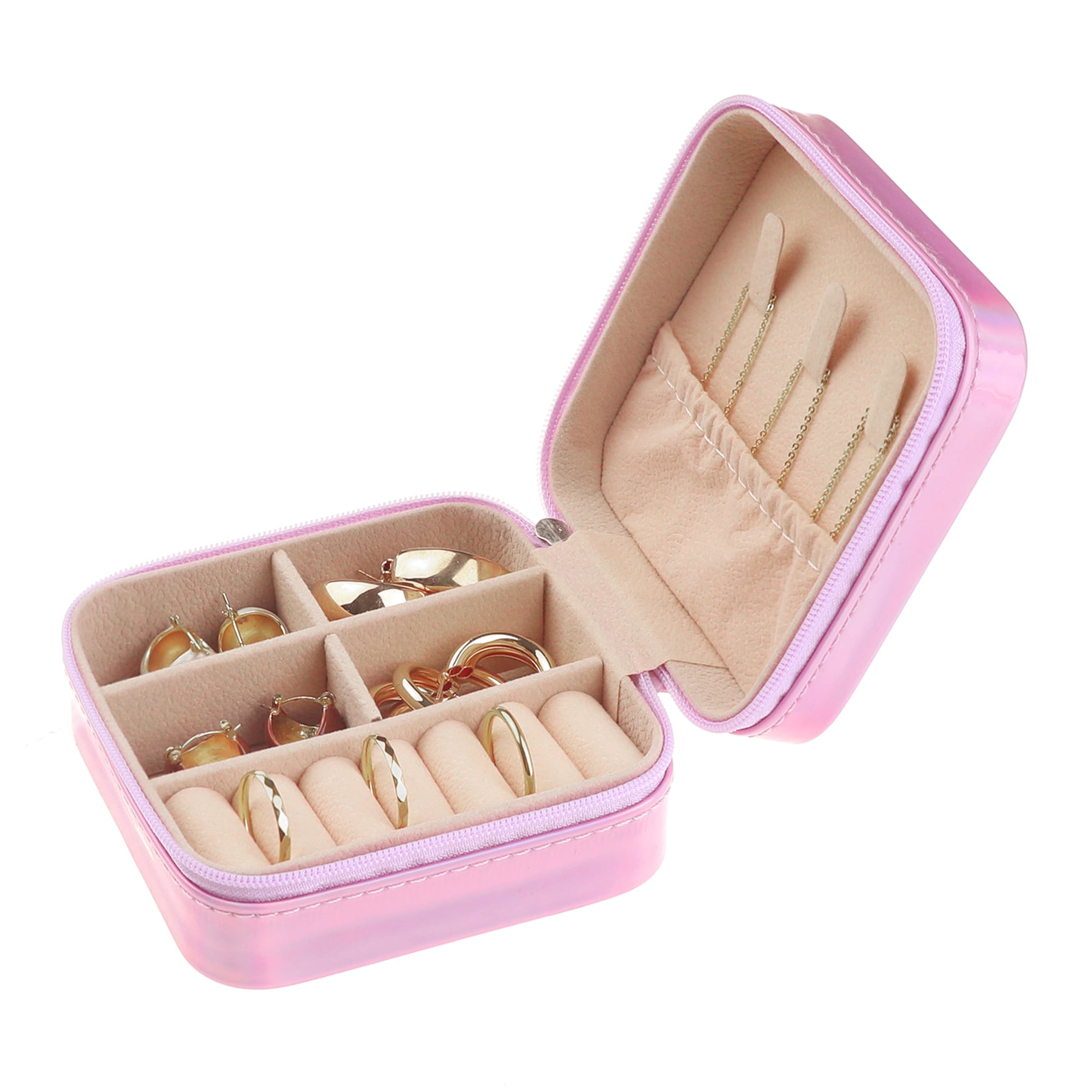 Unique Bargains Travel Jewelry Box Small Portable PU Leather