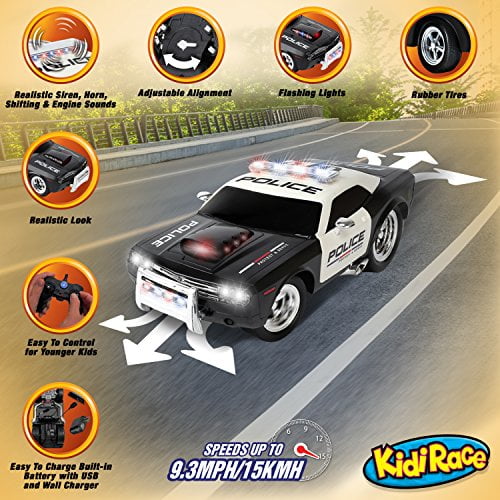 Muakiz Voiture Télécommandée Police, Voiture Telecommandé Enfant Voiture RC  Car Jouets pour Garcon Filles 3 4 5 6 7 8 9 Ans avec Rechargeable Battery,  des Feux de Police, Phare Avant et Feux Arrière : : Jouets