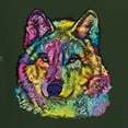 thumbnail image 2 of Colorful Majestic Neon Atric Wolf | Dean Russo Art Animal Lover Mens Premium Tri Blend T-Shirt, Forest Green, S, 2 of 5