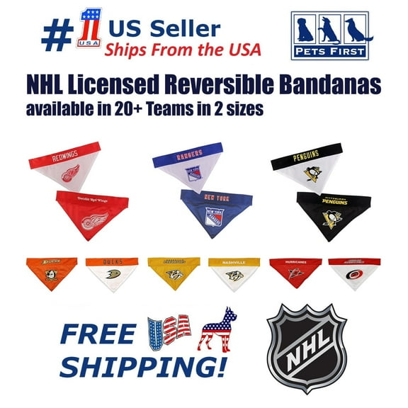 Pets First NHL Anaheim Ducks Bandana! NEW Reversible Pet Bandana - 2 sided Premium Bandanna