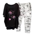 thumbnail image 2 of Ensembles d'Entraînement Grande Taille pour Femmes Imprimé Col Rond Manches Mi-Longues Pull + Pantalon Ensemble 2 Pcs en Solde, 2 of 5