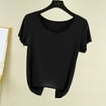thumbnail image 2 of cfhntfmh Womens Summer 2024 Tops Short Sleeve Round Neck Baggy Shirt Solid Color Casual Basic Tees, 2 of 5