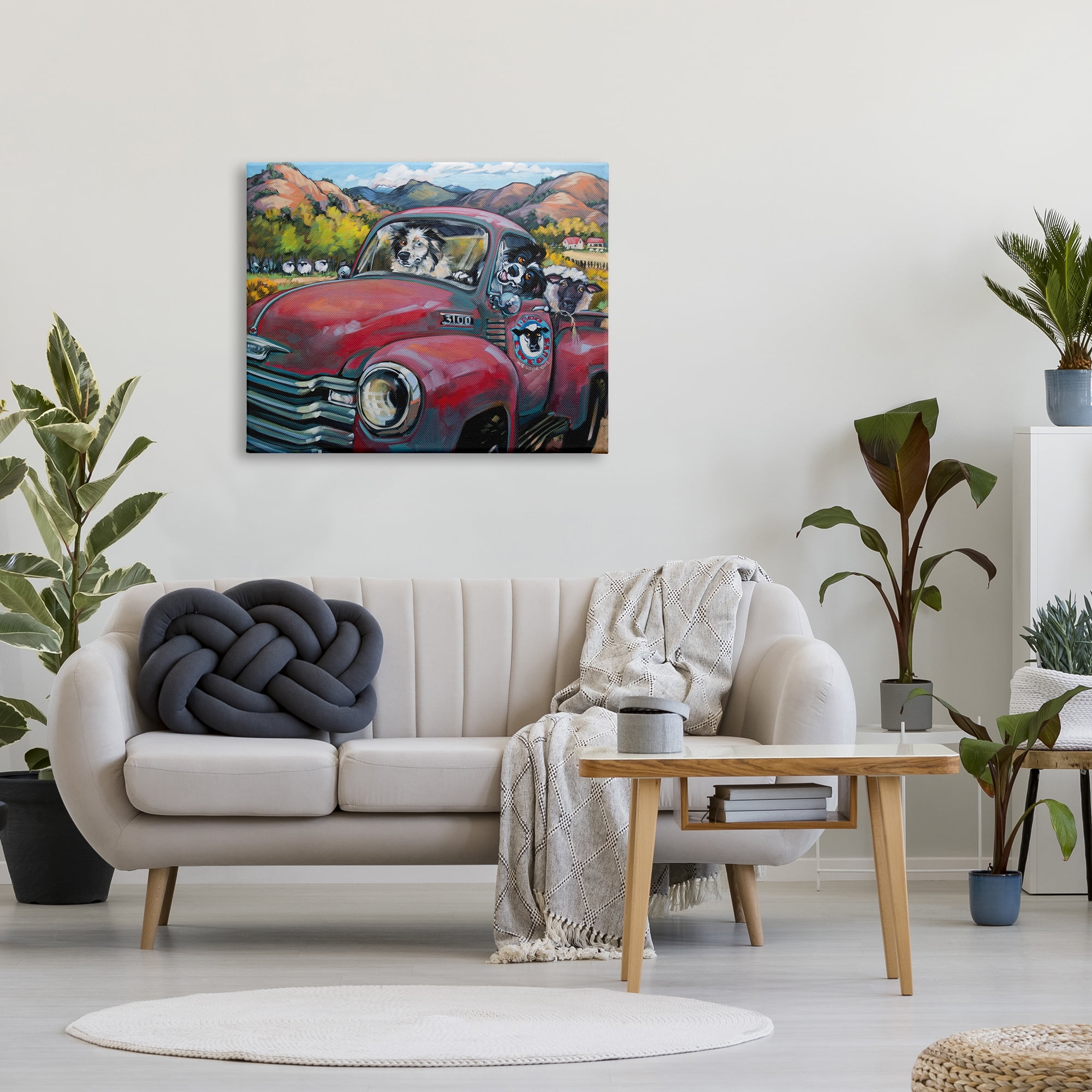 Stupell Industries Dogs in Vintage Truck Animals & Insects Painting Gallery Wrapped Canvas Print Wall Art, 40 x 30