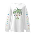 thumbnail image 4 of EliteGoogv Women Crewneck Sweatshirt Colored Lights Palm Tree Print Graphic Xmas Funny Christmas Pullover Daily Outdoor White M, 4 of 4