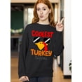 thumbnail image 2 of Coolest Turkey in Town Thanksgiving Funny Cool Sunglasses Crewneck Sweatshirt, 3XL, Black, 2 of 6