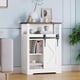 thumbnail image 1 of QinaQin Gabinete de piso para baño, mueble de madera pequeño con puerta tipo granero, 3 cajones y repisa abierta para baño, cocina o sala, 1 of 7