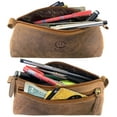thumbnail image 4 of Leather Pencil Case for Men Women, Zippered Pencil Pouch Pen Bag Gift for Artists, Craft Tool Holder for Office, College by Rustic Town, Brown, 4 of 6