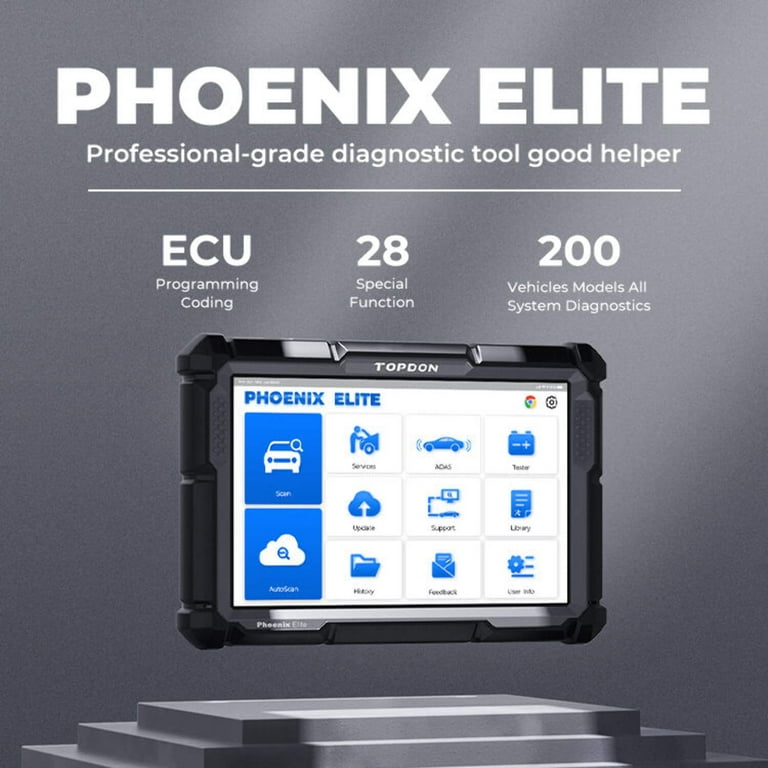 TOPDON Phoenix PRO Elite - 10.1" Touchscreen OBD2 Scanner With ECU Programming & 41+ Services