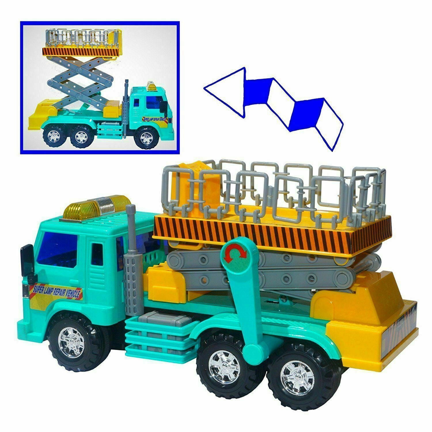 Big-Daddy Friction Powered Medium Duty Lift Bucket Scissor Crane Truck Toy  Crane