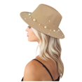 thumbnail image 3 of IDALL Bucket Hats Fedora Hats for Women Ladies Fashion Fedora Hat Panama Hat With Handmade Pearls Beach Hat Khaki One Size, 3 of 9
