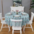 thumbnail image 2 of Light Blue Christmas Snowman Pattern Round Tablecloth 60"x60",Wrinkle Wipeable Table Cloth for Kitchen Dining Room Picnic Patio Party, 2 of 6