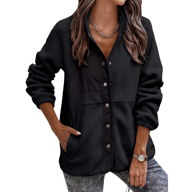 REDHOTYPE Women's Button Long Sleeve Brushed Jacket Coats with Pockets