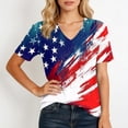 thumbnail image 4 of Dweltoz 250th Anniversary Tshirts for Women 4th Of July Patriotic Tops V Neck Short-Sleeved American Falg Print 250th Birthday Tee,White XL, 4 of 5