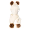 thumbnail image 2 of Conjunto de gorro de invierno para bebé con pompón, gorro de esquí de punto y bufanda. Blanco, 2 of 2