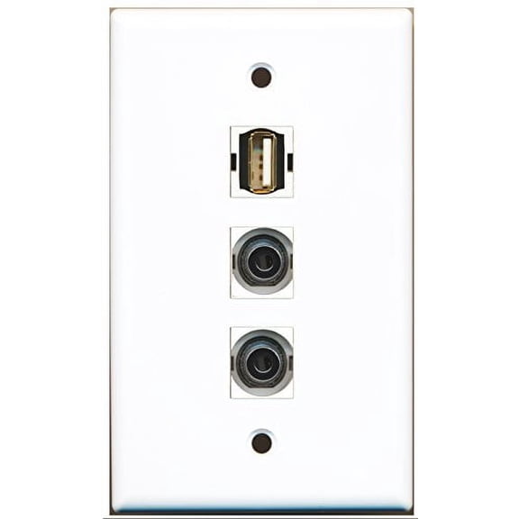RiteAV - 1 Port USB A-A 2 Port 3.5mm Wall Plate