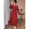 thumbnail image 3 of Women V Neck Short Sleeve Tied Elegant Casual Daily Dress Red XL, 3 of 9