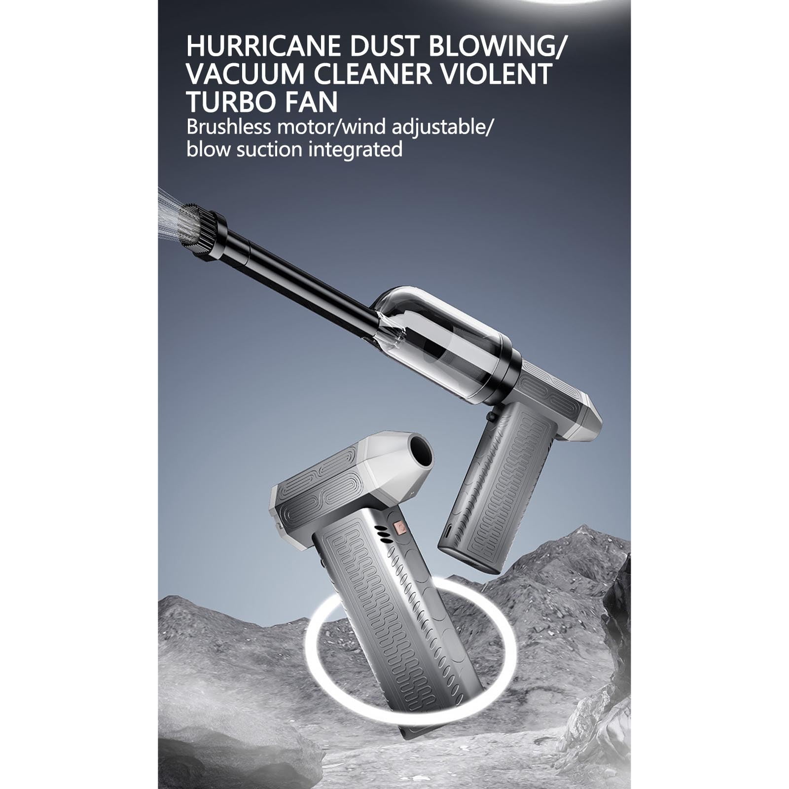Handheld Blower, Portable High-Velocities Fan with Brushless Motor, 6x3.5in Multi-Function Air Duster for Outdoor Dusts & Snow Removal (Includes Nozzle & Storage Bag)