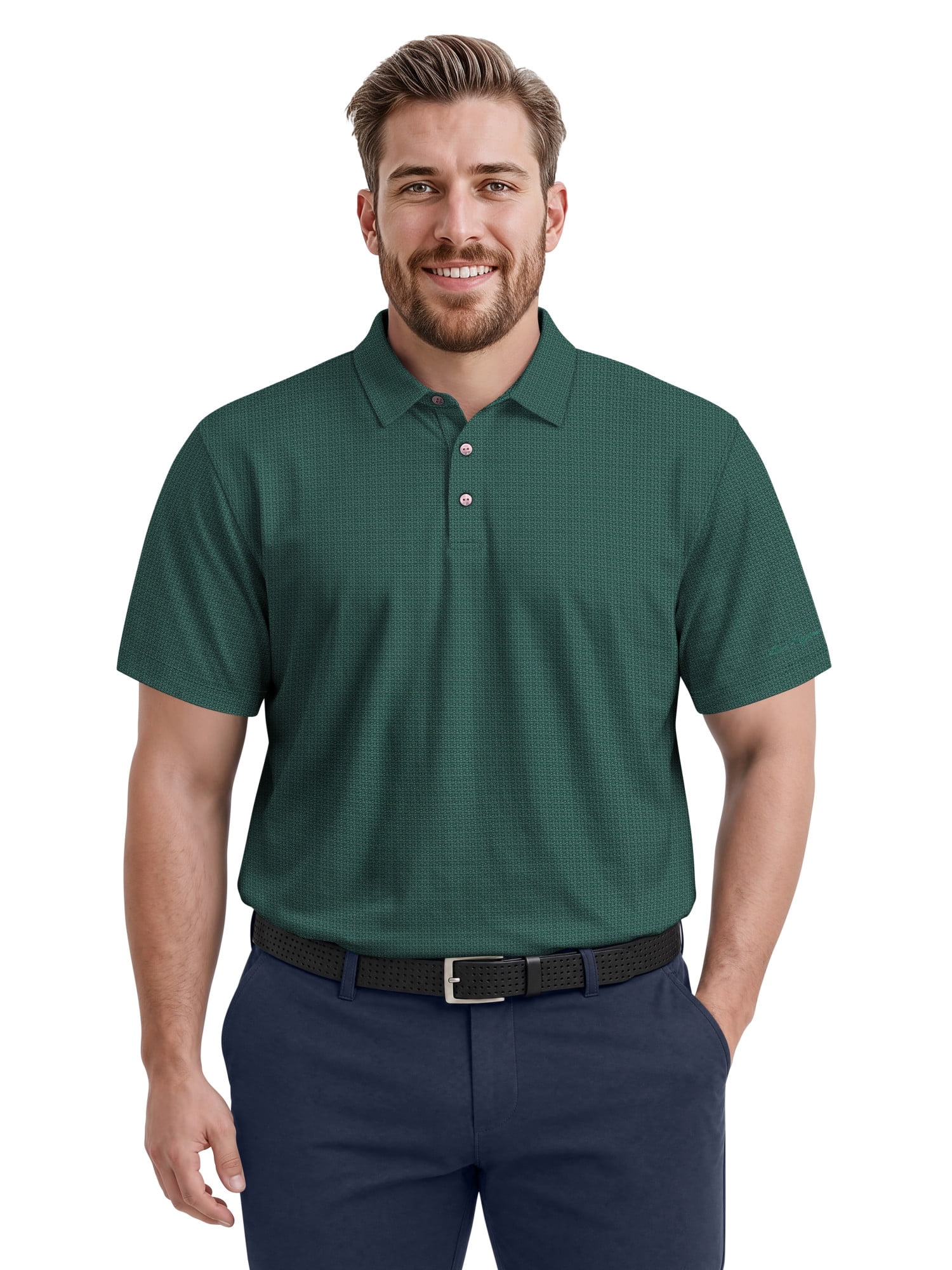 Ben Hogan Performance Men's & Big Men's Two-Color Jacquard Pattern Short Sleeve Golf Polo Shirt, Sizes S-4XLT