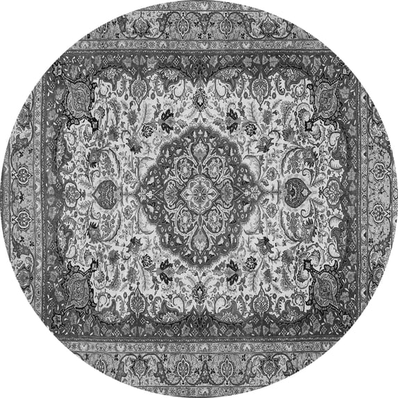 Ahgly Company Indoor Round Medallion Gray Traditional Area Rugs, 7' Round