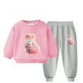 thumbnail image 2 of SGFCWSX Girls 2 Piece Sets Fleece Fall Outfits Warm Skinny Sweatpants and Sweatshirts Set Pink Size 5 Years, 2 of 3