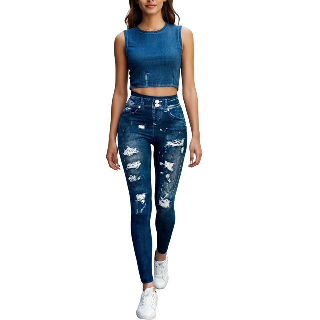 Leggins Mujer Mezclilla Unitalla Faja Alta Estilo Pantalón Mezclilla
