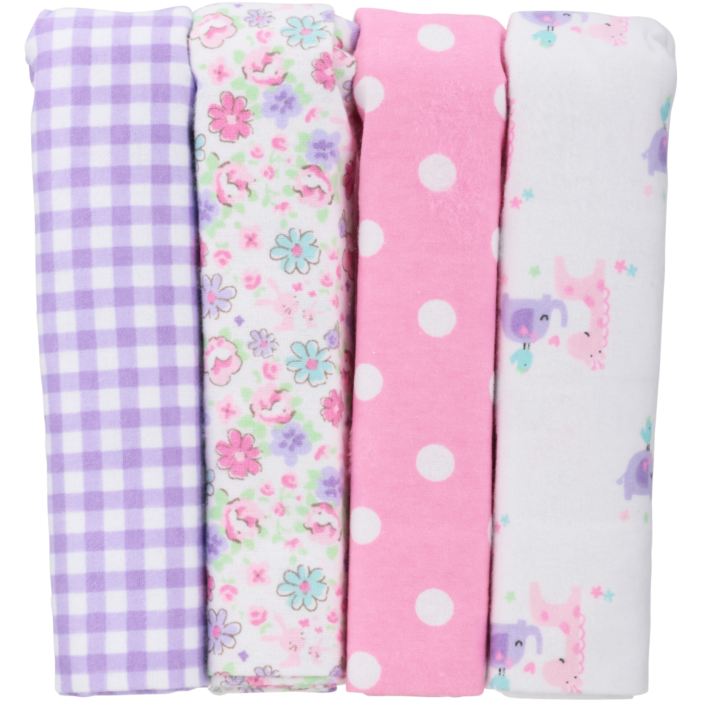 Gerber Newborn Baby Girl Assorted Flannel Receiving Blanket