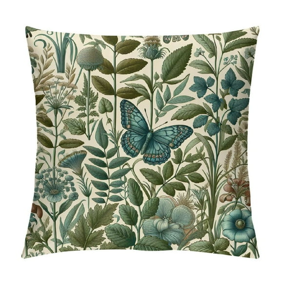 Creowell Spring Sage Green Pillow Covers , Wild Flower Plant Decorative Throw Pillow Covers Farmhouse Floral Outdoor Pillows for Couch Home Sofa Living Room,Multi-Size
