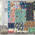thumbnail image 4 of Boho Patchwork Floral Shower Curtain, Vintage bohemian Colorful Flowers Inspirational Quotes Shower Curtain, Retro Funky Wildflower Hippie Eclectic Pattern Shower Curtain Fabric Waterproof 72"x72", 4 of 6