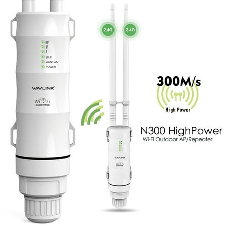 Wavlink N300 High Power Outdoor Access Point/Repeater Wi-Fi Range Extender Dual Omni Directional Antennas, IP65 Waterproof, Ideal for Garden Backyard-A Perfect Solution to Extend Your Wi-Fi