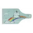 thumbnail image 1 of Unicorn Cat Cutting Board, Sketchy Rainbow Follow Your Dreams Inspirational Fantasy Sky, Decorative Tempered Glass Cutting and Serving Board, Wine Bottle Shape, Multicolor, by Ambesonne, 1 of 1