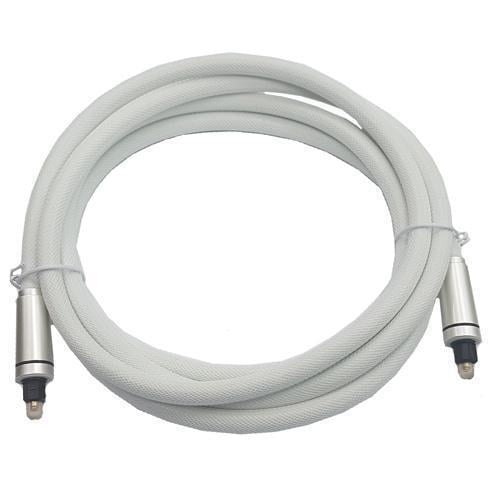 AMX TFO-02 VR Toslink Audio Fiber Optic Cable Premium Metal Connectors 6 Ft White