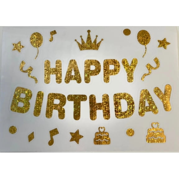 BOLD HAPPY BIRTHDAY Shape Holographic Sticker