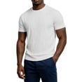 thumbnail image 2 of Qiyinn Men Summer Short Sleeve T Shirt Slim Fit Crew Neck Solid Color with Vertical Texture Casual Breathable Top for Young Adults, 2 of 9