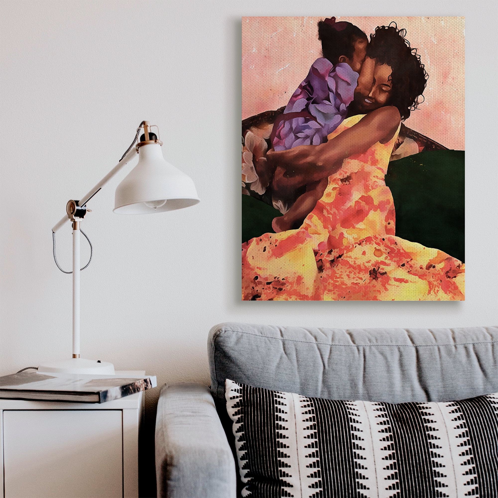 Stupell Industries Motherly Hug Loving Family Daughter Moment Novelty Painting Gallery Wrapped Canvas Art Print Wall Art, 36 x 48
