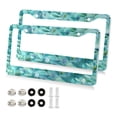 thumbnail image 2 of 2-Pack Aluminum License Plate Frame with 2 Holes for GM License Plate Cover with Free Screws Teal Leaves and Vines, 2 of 8