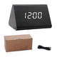 thumbnail image 5 of Reloj despertador digital de mesa, de madera, con pantalla de temperatura y alarma triangular. Negro, 5 of 9