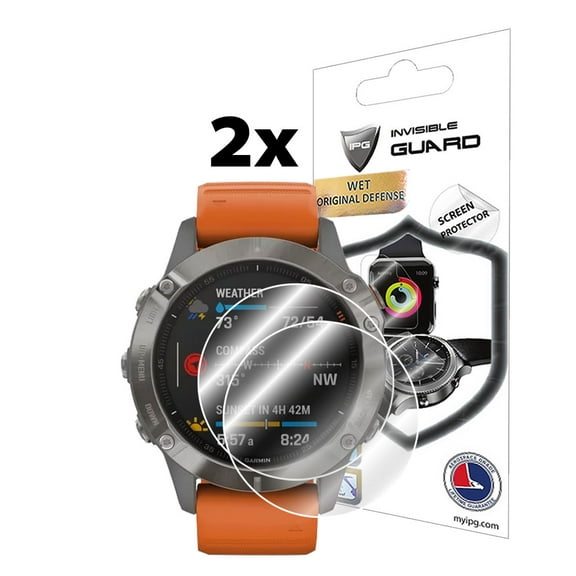 IPG For Garmin Fenix 6 / 6 Pro / 6 Sapphire Editions Watch Screen Protector (2 Units) Invisible Ultra HD Clear Film Anti Scratch Skin Guard - Smooth/Self-Healing/Bubble -Free