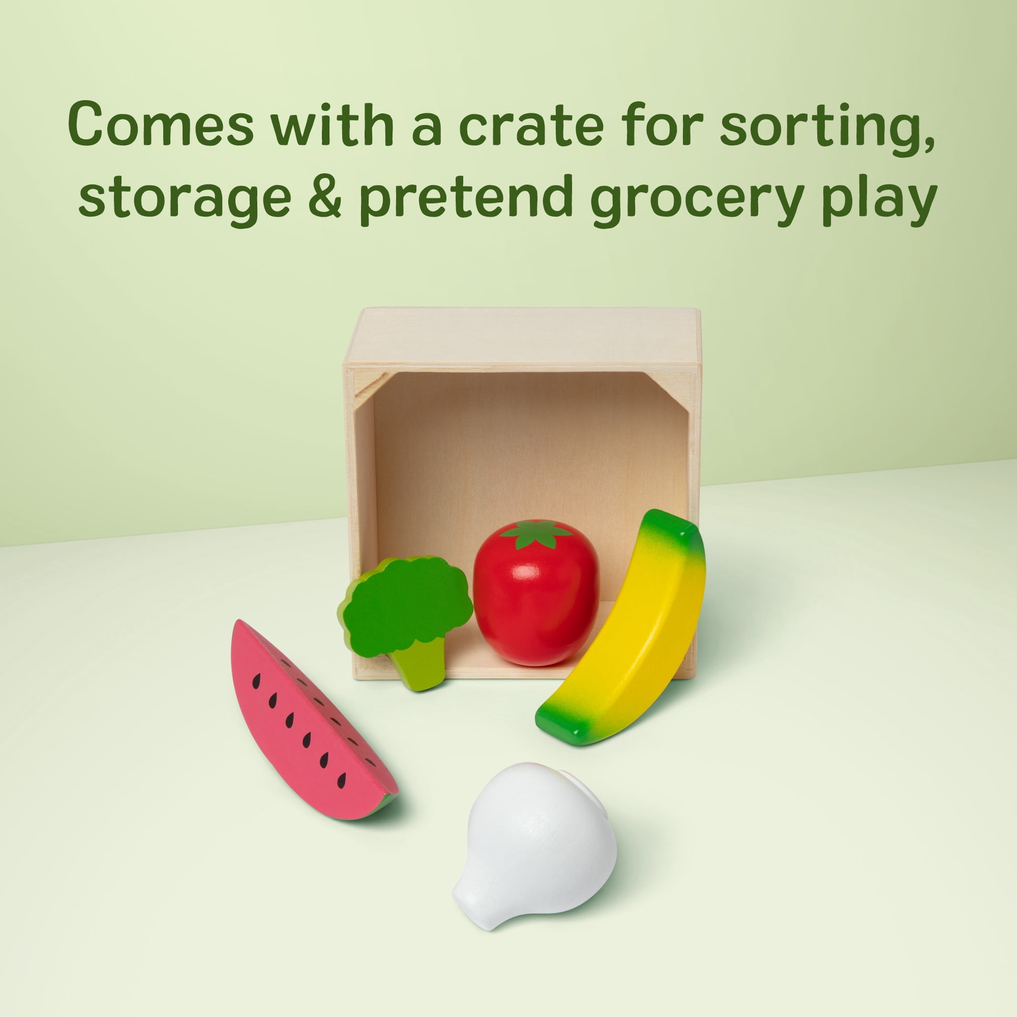 Melissa & Doug Food Groups Wooden Play Food Set with Crate – Produce - FSC Certified