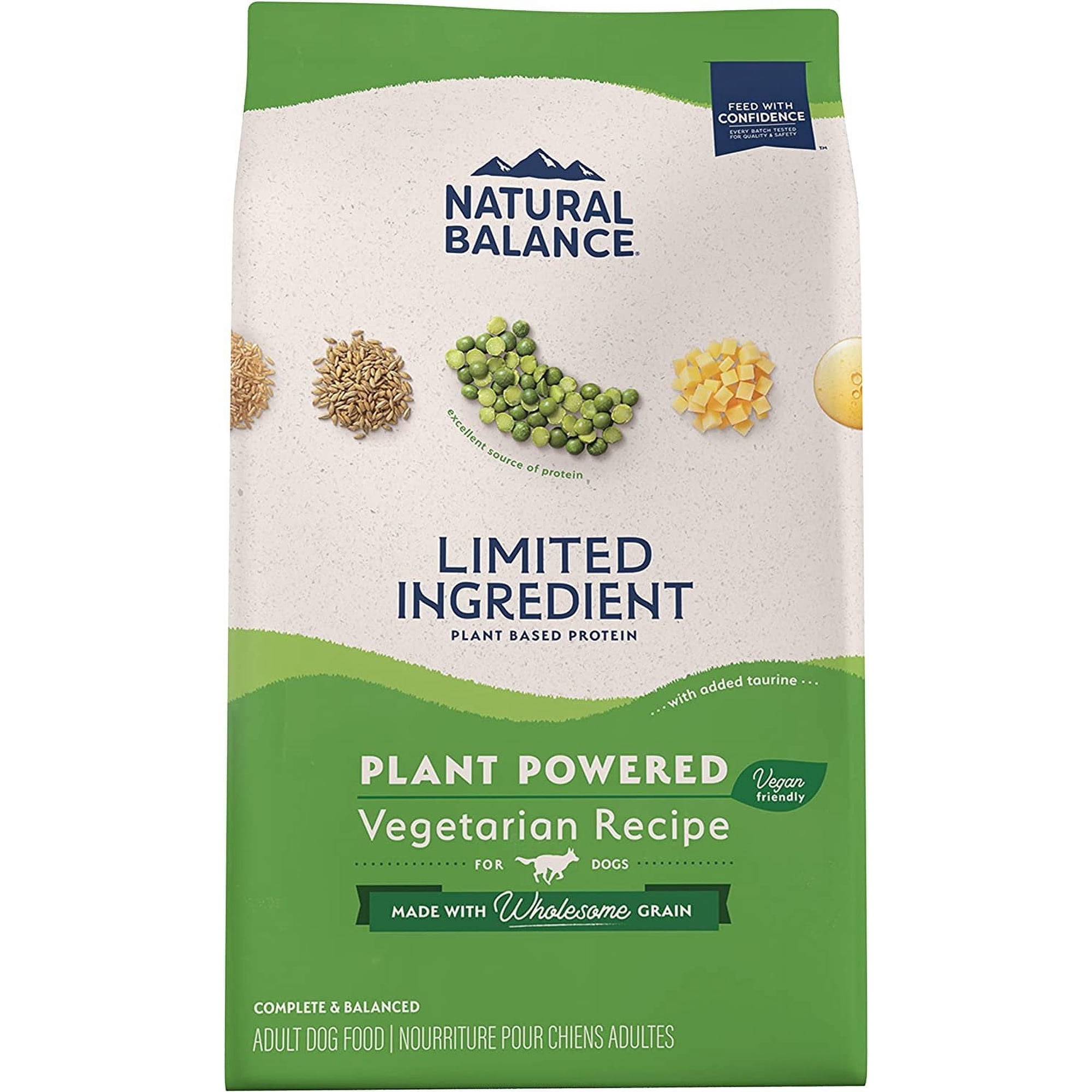Natural Balance Limited Ingredient Adult Dry Dog Food with Vegan Plant Based Protein and Healthy Grains Vegetarian 12 lbs.