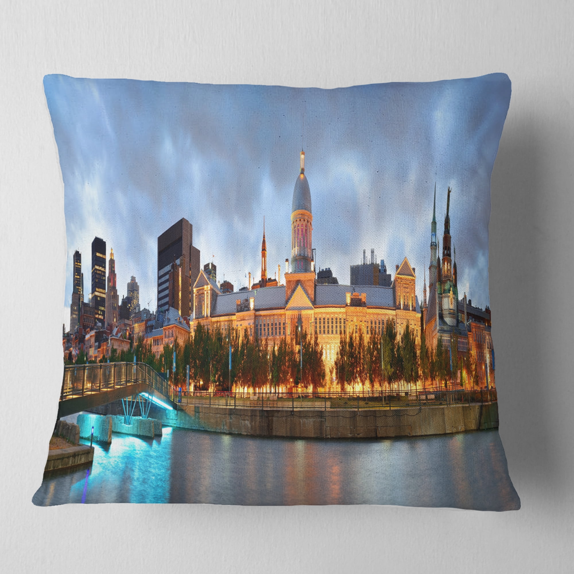 Designart Montreal Panoramic View - Cityscape Photo Throw Pillow - 18x18