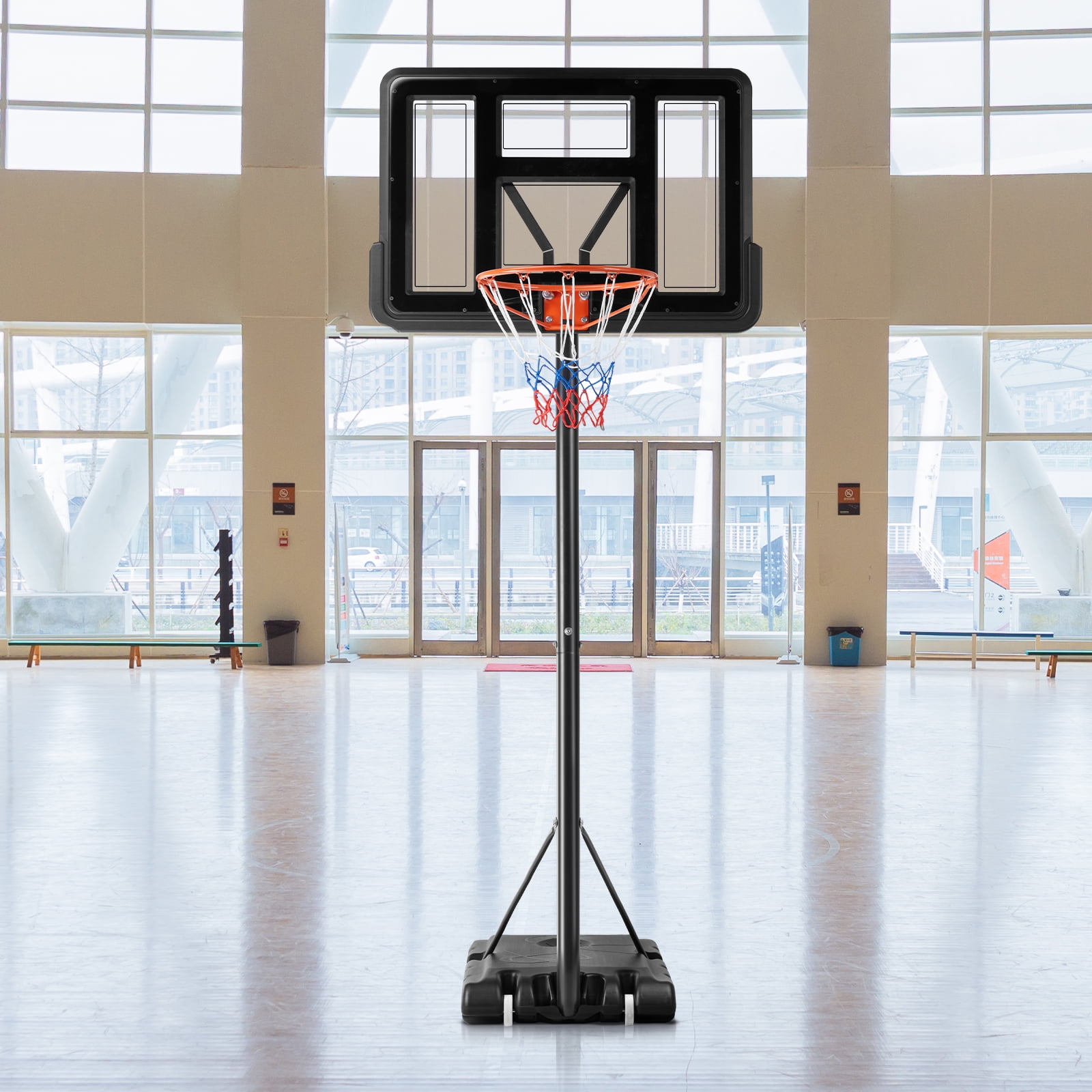 MCQ Portable Basketball Hoop System, 44" Shatterproof Backboard, Adjustable Height from 4.9FT to 10FT – Outdoor Sports Goal for Kids & Adults