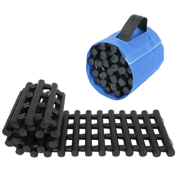 BIWEIBO 2Pcs Car Tire Traction Mat with Portable Handle Bag, Heavy Duty Off Road Vehicle Tire Recovery Traction Pad, SUV Truck Van Emergency Tire Traction Sand Snow Rubber Ladder