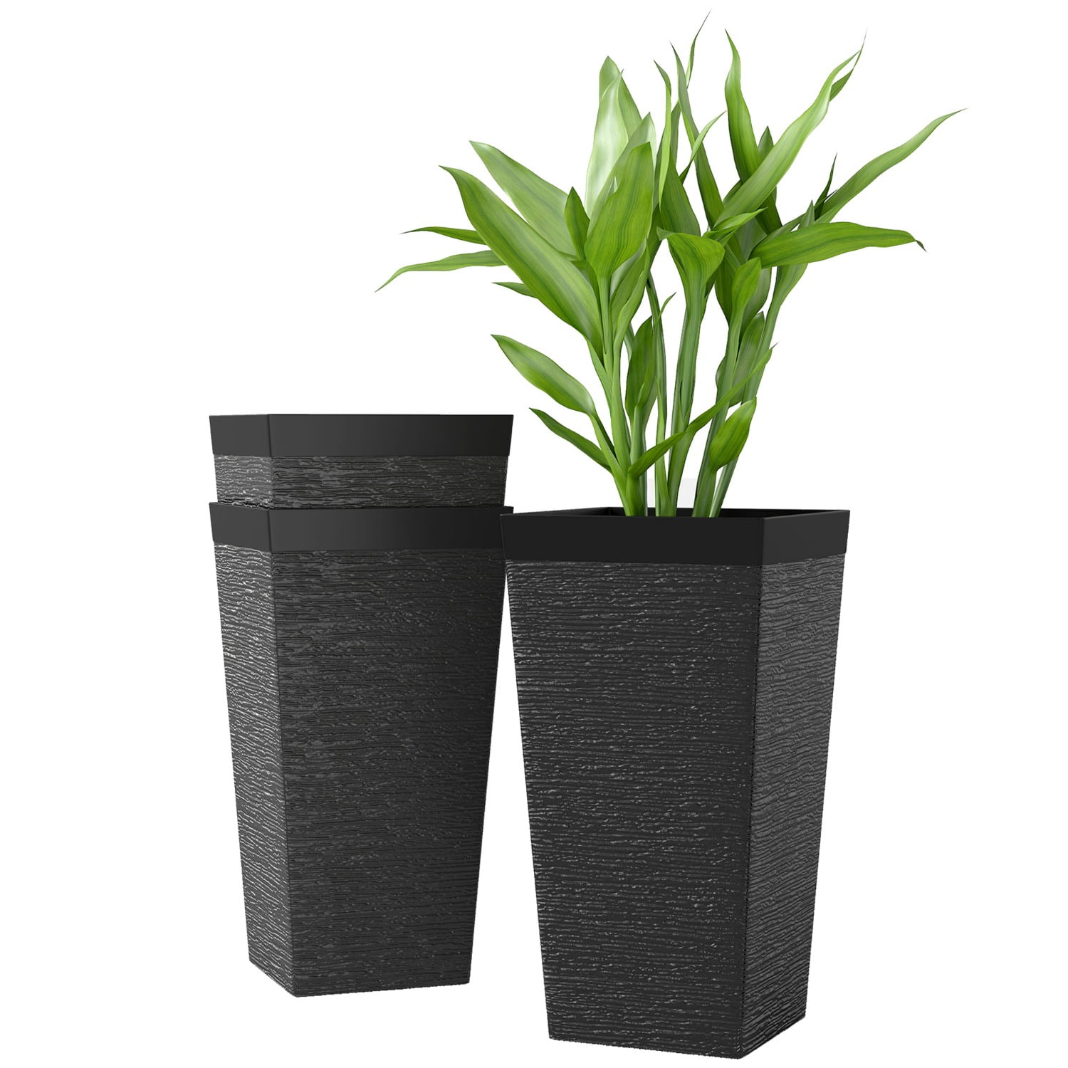 Set of 3 Plastic Flower Pots