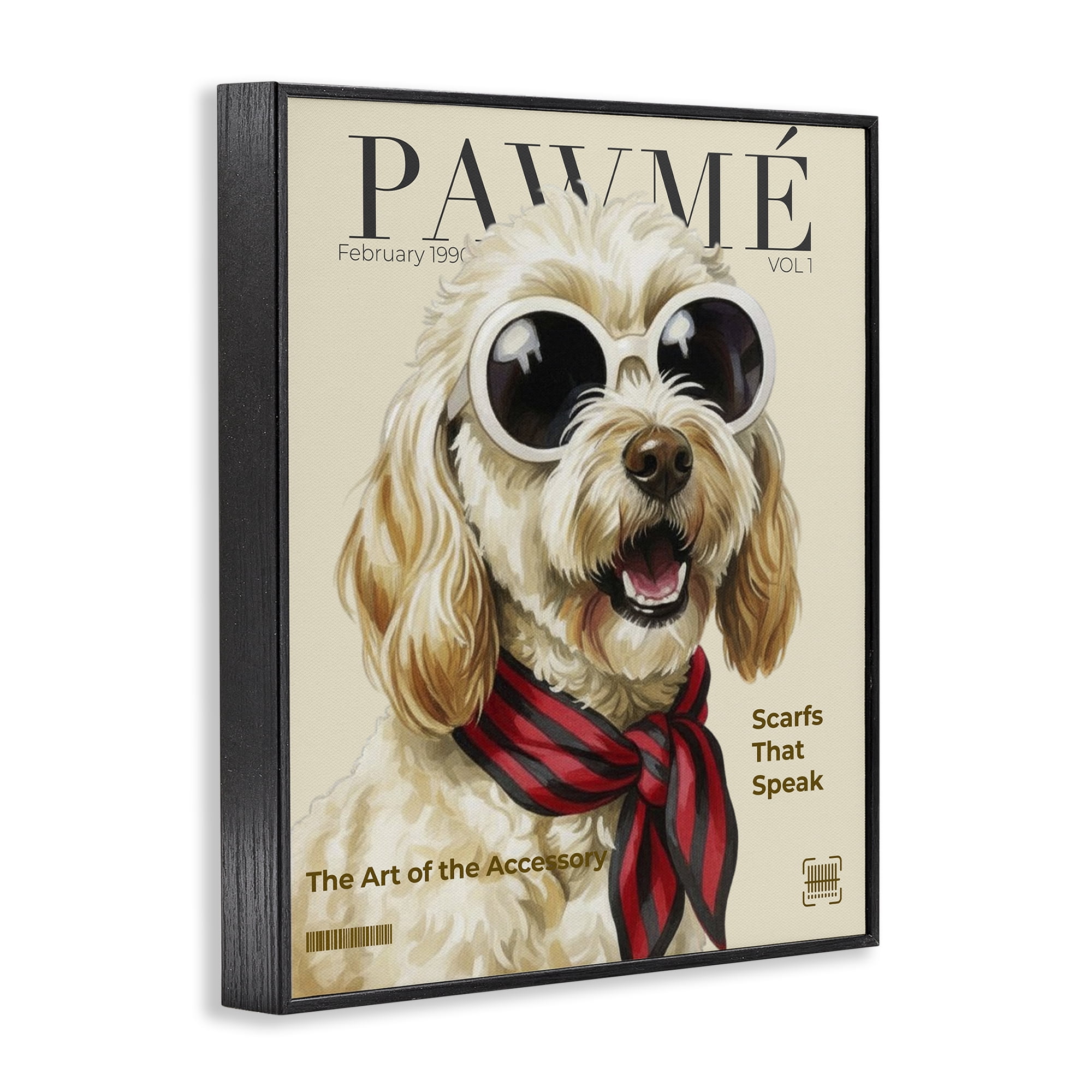 Stupell Industries Pawme Dog Fashion Magazine Black Framed Giclee Art, design by A Barefoot Stylist