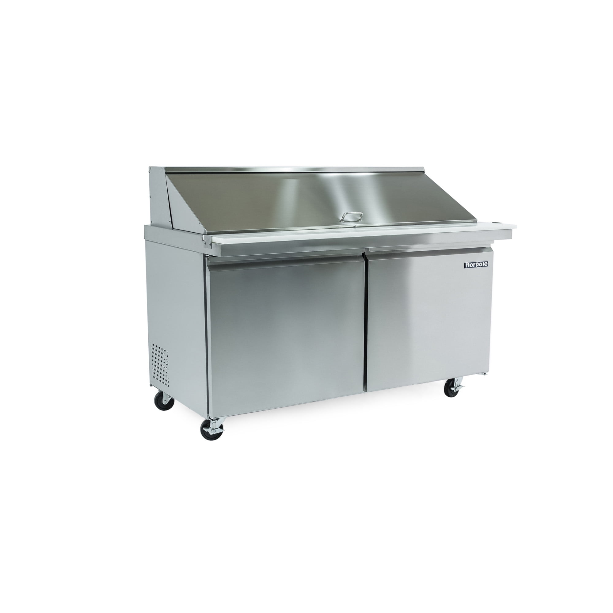 Norpole 60 in. W 15 cu. ft. 2-Door Mega Top Prep Table Commercial Refrigerator in Stainless Steel in Stainless Steel