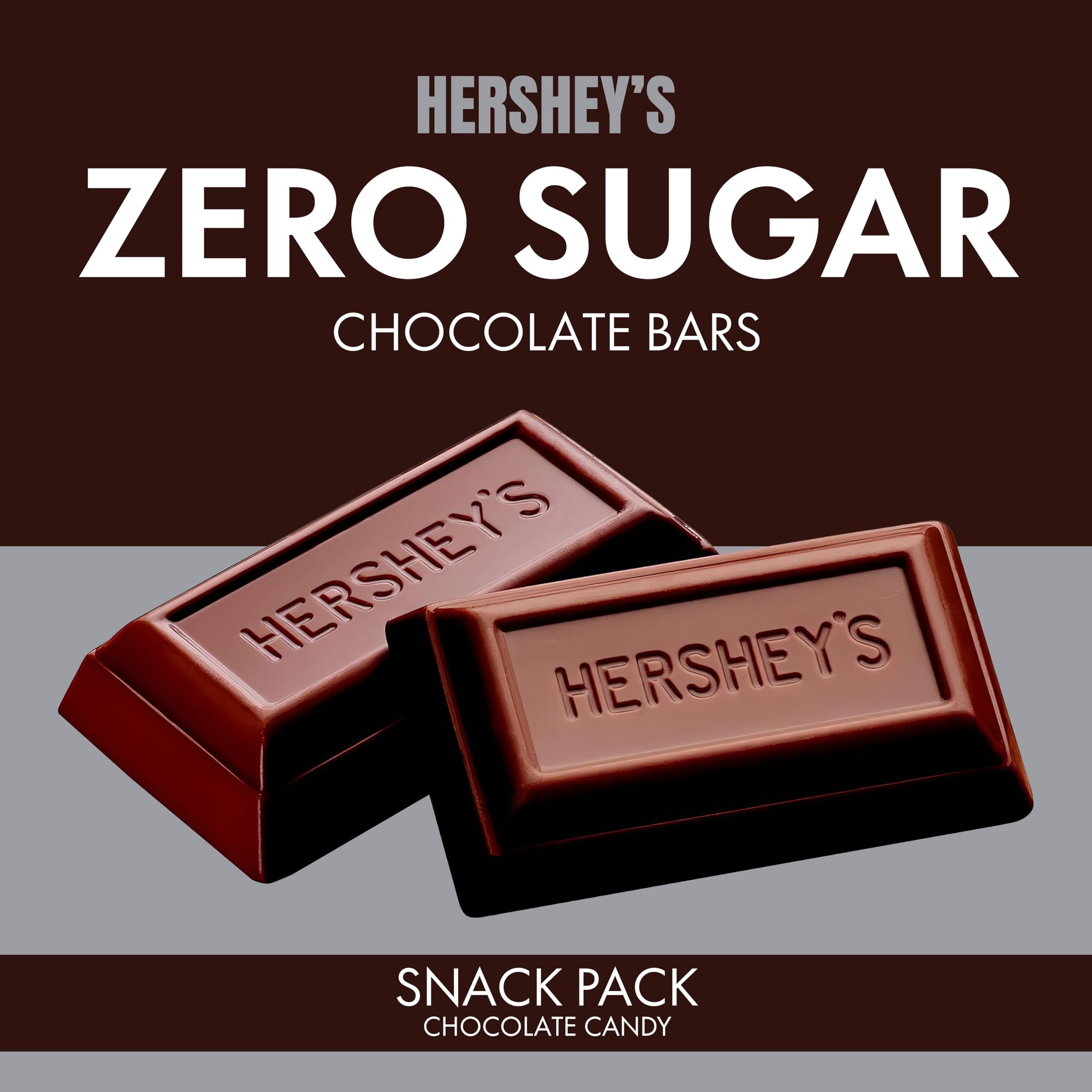 Hershys Zero Sugar Snacks Pack Miniatures Chocolate Candy Bar - 2 Pounds Approx 100 Pieces Individually Wrapped Candy - Candy Bulk Chocolate Candy - Hershys Miniatures Chocolate Zero Sugar - Candy & C