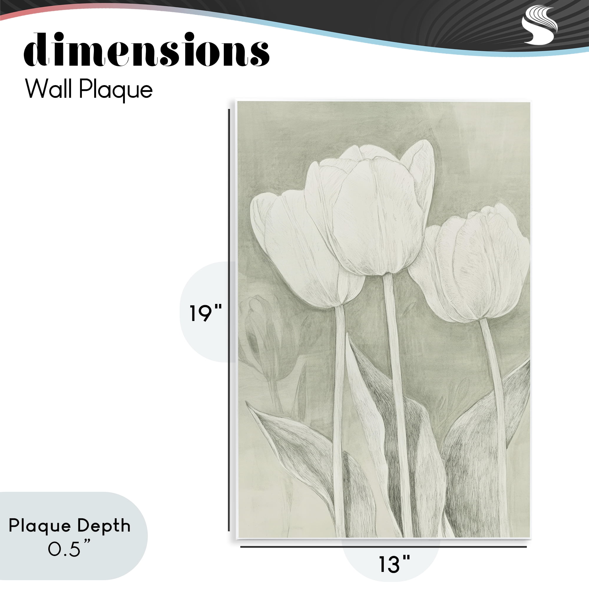 Stupell Industries Faded Tulips Pencil Sketch Wall Plaque Art, design by Petal Prints Design